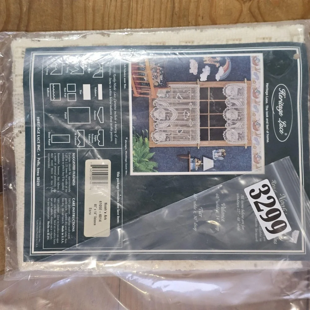 Vintage Heritage Lace Noah's Ark Valance 60x14 Ecru Nursery Window Curtain